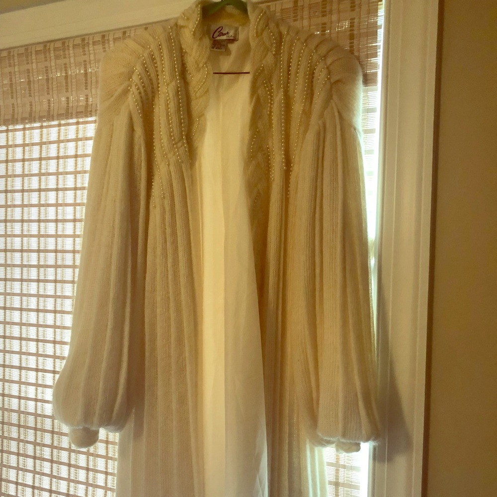 Long Cream flowing duster sweater